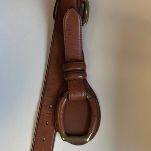 Ralph Lauren Leather Belt with Brass Buckle Sz M